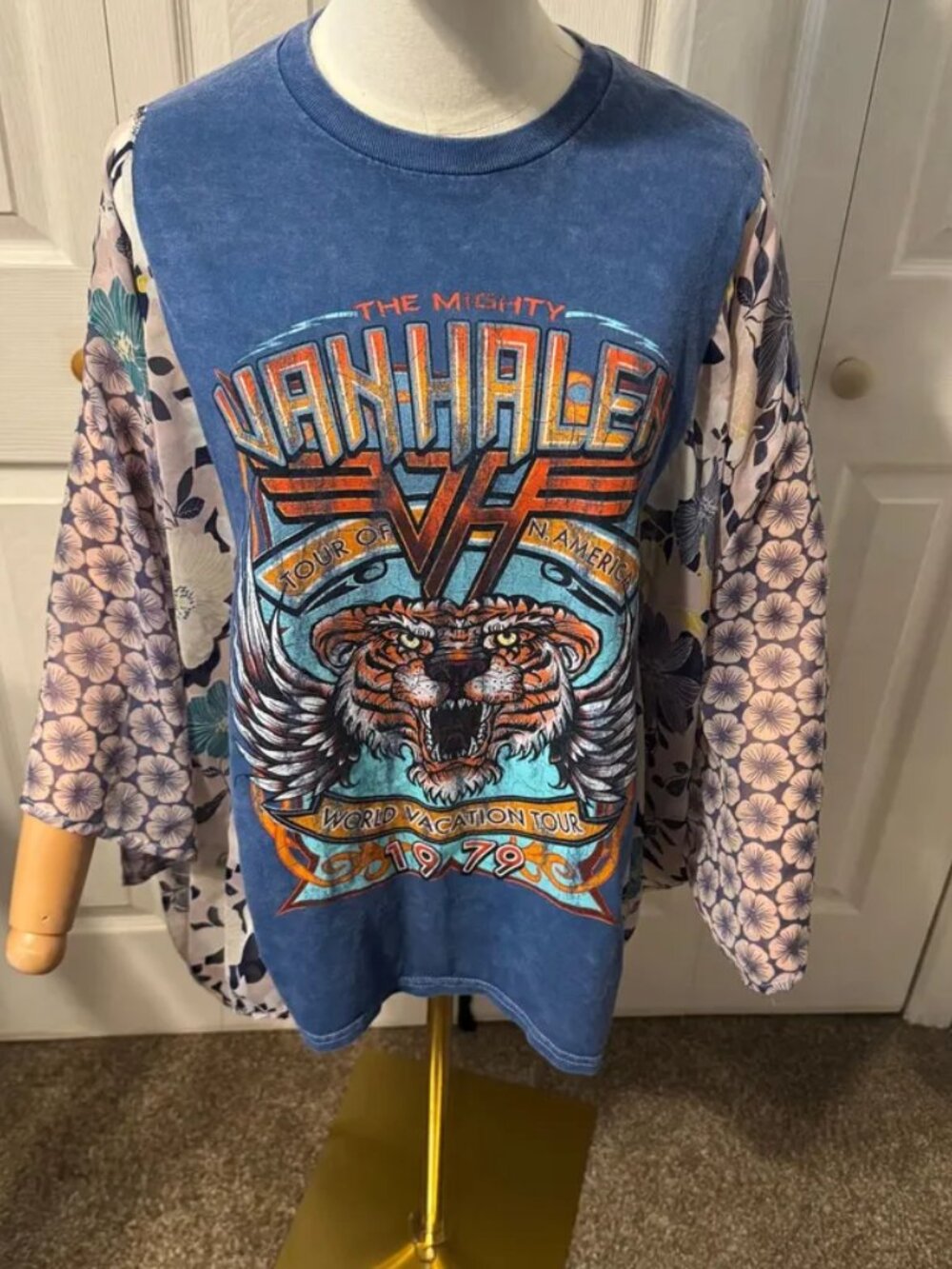 Van Halen Upcycled Graphic T-shirt with Flowy Sleeves - OSFM